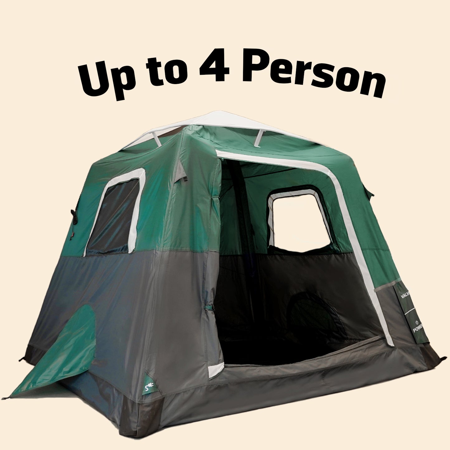 Small-Sized 2 Step Cabin Tent + FREE Camping Tarp (Up To 4 Person, UK)