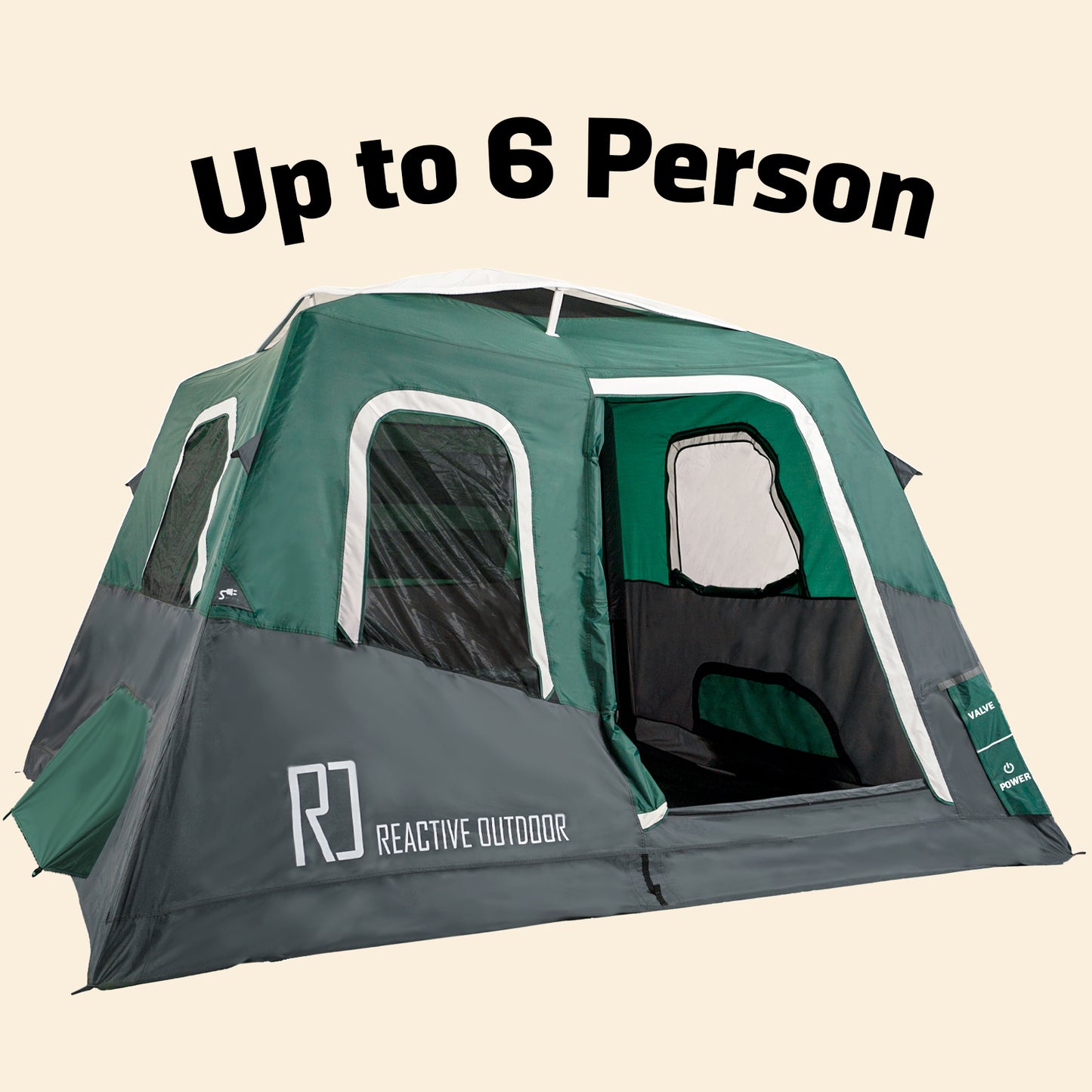 Large-Sized 2-Step Cabin Tent + FREE Camping Tarp (Up To 6 Person, UK)