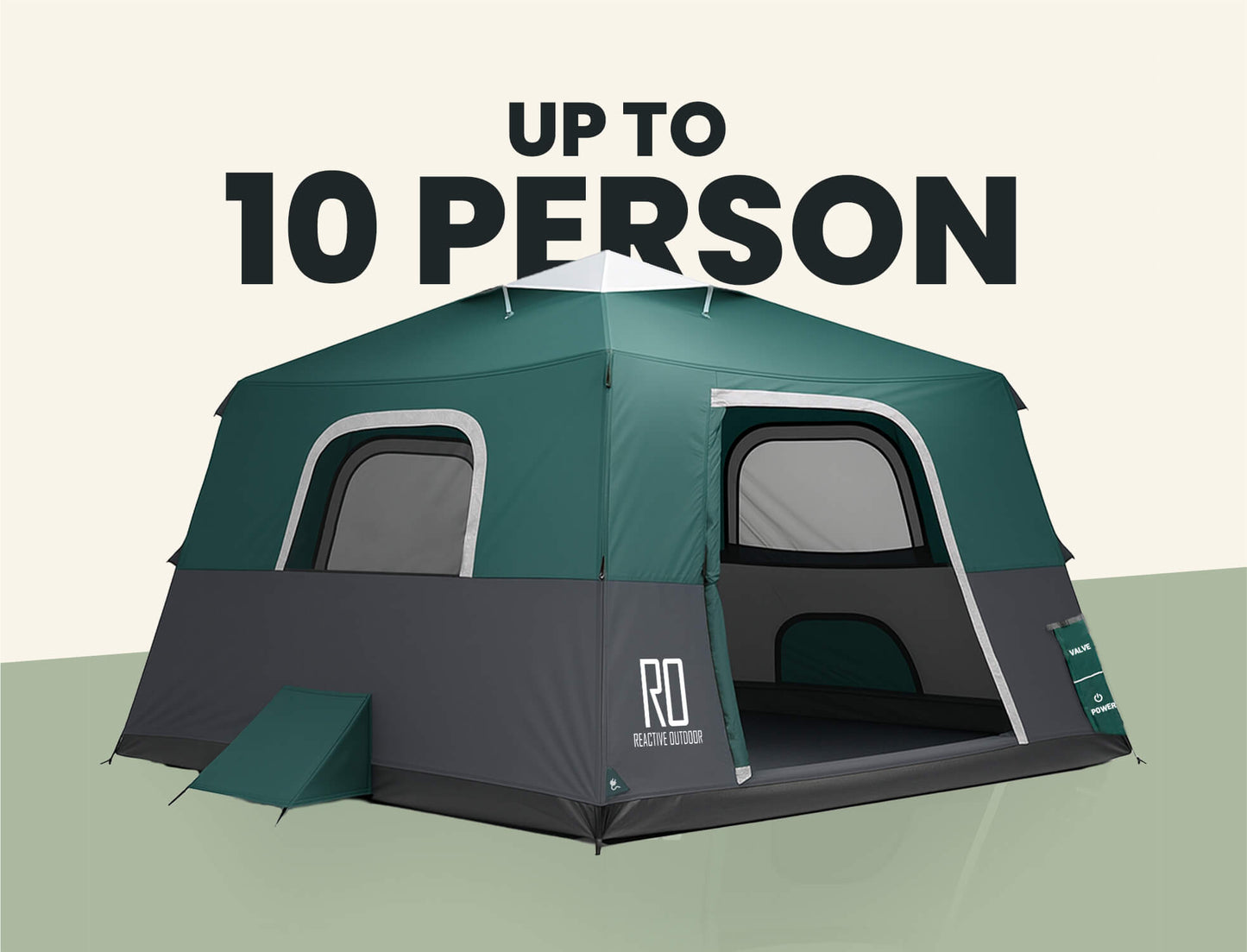 2-Step Cabin Tent – Très grande taille + Bâche de camping OFFERTE (jusqu’à 10 personnes, FR).
