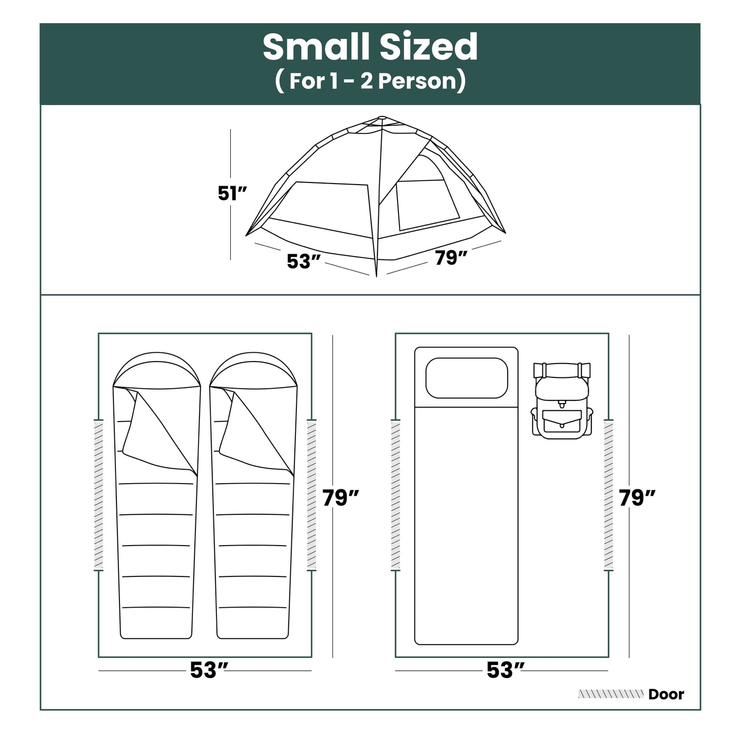 Small-Sized 3 Secs Tent + FREE Camping Tarp (For 1-2 Person).