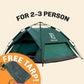 Large-Sized 3 Secs Tent + FREE Camping Tarp (For 2-3 Person, US)