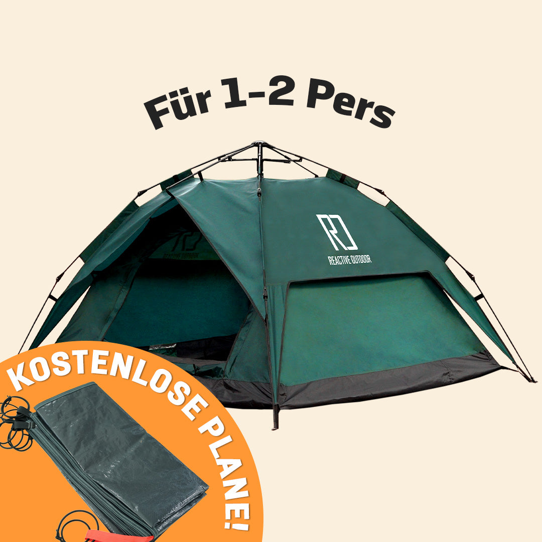 Kleines 3-Sekunden-Zelt + GRATIS Campingplane (für 1-2 Personen, DE)